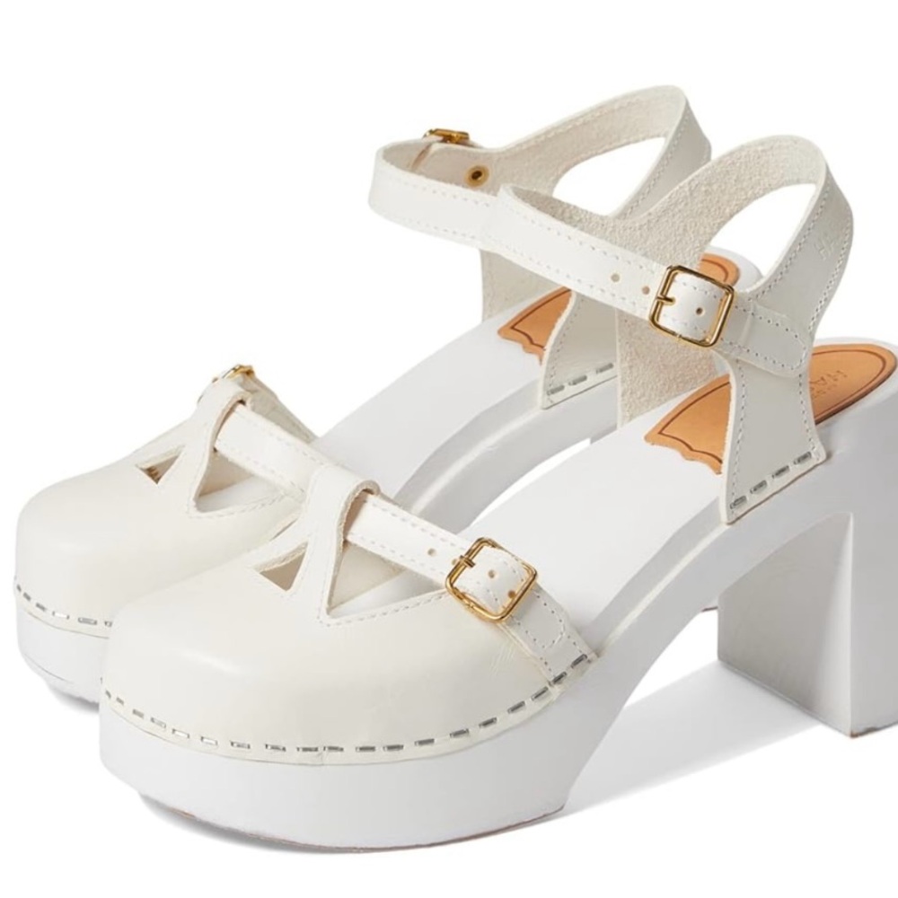 Swedish Hasbeens Retro Sky High White Clog - Picture 11 of 12